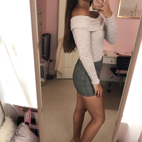 Light grey marled off the shoulder sweater - Picture 4 of 4